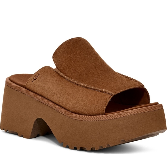 UGG Brown Newest Platform Slide Sandals Heels - Picture 13 of 15